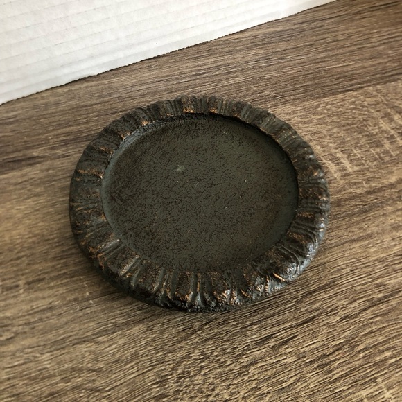 Vtg Heavy Cast Metal Footed Candle Holder - Picture 4 of 9